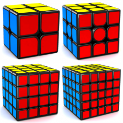 MFJS MeiLong 2x2, 3x3, 4x4, 5x5 Magnetic Bundle Black - 4 Magic Cubes